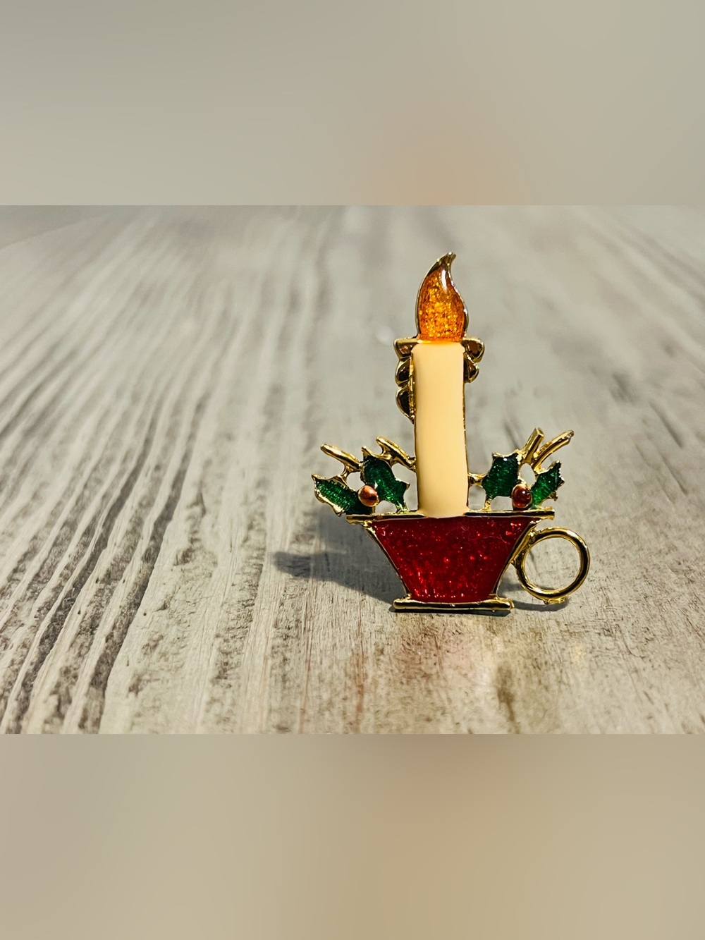 Vintage Beatrix BJ Christmas Candle Brooch